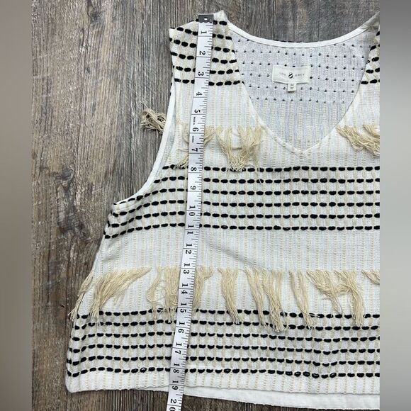 Lou & Grey White Sleeveless Cropped Tank Top Blouse with Fringe Detail Medium - Picture 5 of 10